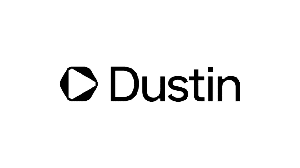 dustin logo black and white